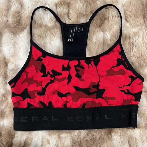 KORAL ACTIVEWEAR WOMEN’S SPORT BRA BLACK & RED / S - Picture 2 of 5